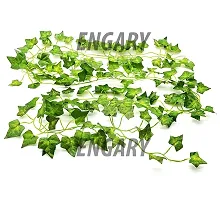 ENGARY? Artificial Ivy Garlands Leaves Greenery Hanging Vine Creeper Plants (Green, Pack of 6 Strings,6.7 feet Each)-thumb1