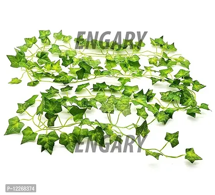 ENGARY? Artificial Ivy Garlands Leaves Greenery Hanging Vine Creeper Plants (Green, Pack of 6 Strings,6.7 feet Each)-thumb2