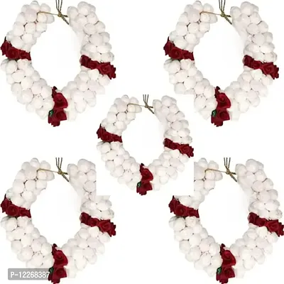 Hypebeast Mogra Fragrance Artificial Hair Juda Gajra (Plain) Hair Accessory Set Garland Juda Decoration Phool Gazra for Women, Juda Bun Realistic Hair(red,White) (pack of 2)-thumb0