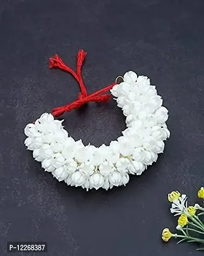 Hypebeast Mogra Fragrance Artificial Hair Juda Gajra (Plain) Hair Accessory Set Garland Juda Decoration Phool Gazra for Women, Juda Bun Realistic Hair(red,White) (pack of 2)-thumb4