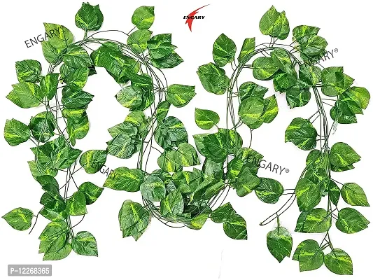 ENGARY? Artificial Garland Fix Money Plant Leaf Creeper Wall Hanging Home Decor | Speacial Ocassion Decoration | Festival Theme Decorative | Length 6 Feet Pack (6 Strings)-thumb2