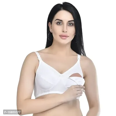 Desiprime Women Stylish Non Padded B Cup Feeding Bra 36 White-thumb0