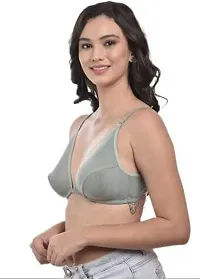 Stylish Olive Cotton Solid Bras For Women Pack Of 3-thumb1