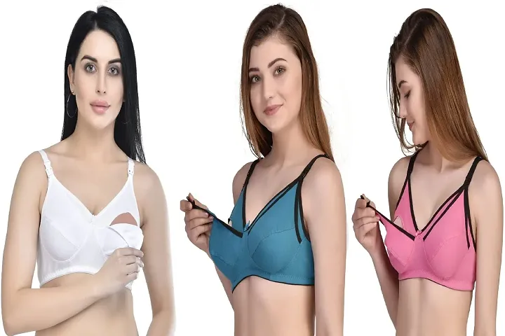 Desiprime Poly Cotton B Cup Feeding Bra Set of 3 44