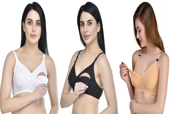 Buy Desiprime Poly Cotton B Cup Feeding Bra Set of 3 40 - Lowest price in  India