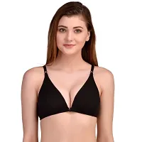 Trendy Poly Cotton B Cup Front Closer Bra (Black)-thumb4