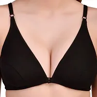 Trendy Poly Cotton B Cup Front Closer Bra (Black)-thumb3