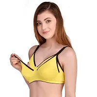 Multicoloured Cotton Blend Feeding Bra Set of 2 (Green/Yellow)-thumb3