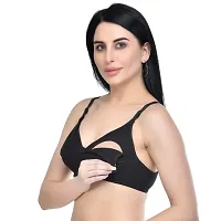 Cotton Blend C Cup Feeding Bra Set of 3 (Black/Green/Pink)-thumb1