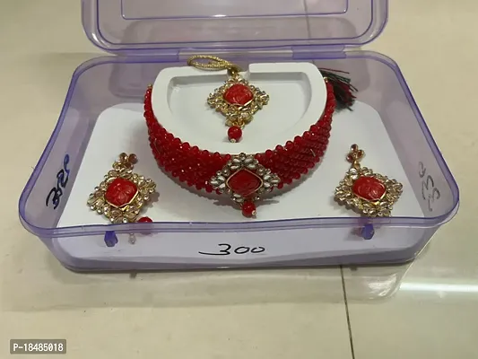Stylish Red Alloy Jewellery Set For Women-thumb0
