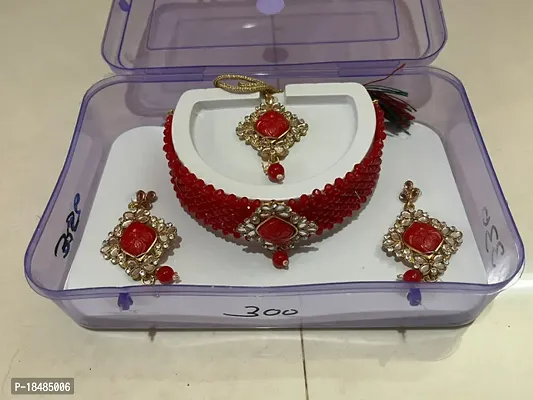 Stylish Red Alloy Jewellery Set For Women