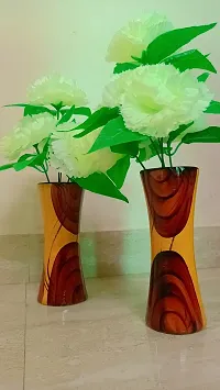 Designing flower with wooden pot and White flower set-2-thumb1