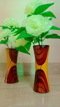 Designing flower with wooden pot and White flower set-2-thumb2