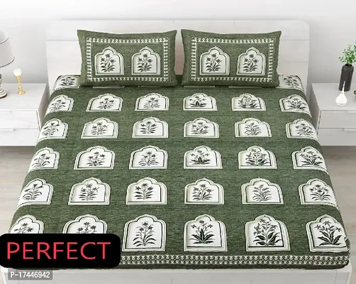 Trendy Cotton Green Double Bedsheet-thumb0