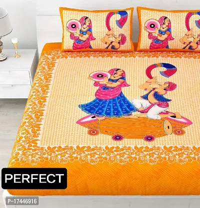 Trendy Cotton Orange Double Bedsheet