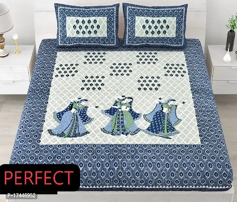 Trendy Cotton Blue Double Bedsheet-thumb0