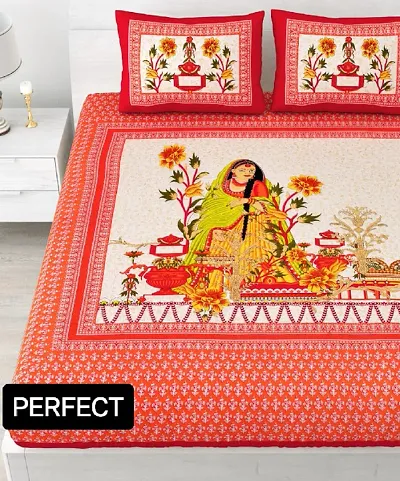 Printed Cotton Double Bedsheet with 2 Pillow Cover