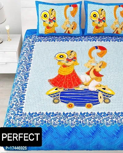 Trendy Cotton Blue Double Bedsheet