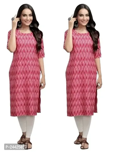 Trendy Crepe Printed Straight Kurta Combo For Women Pack Of 2