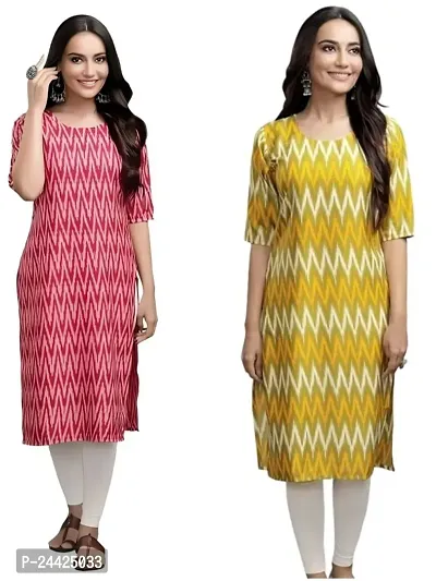 Trendy Crepe Printed Straight Kurta Combo For Women Pack Of 2-thumb0