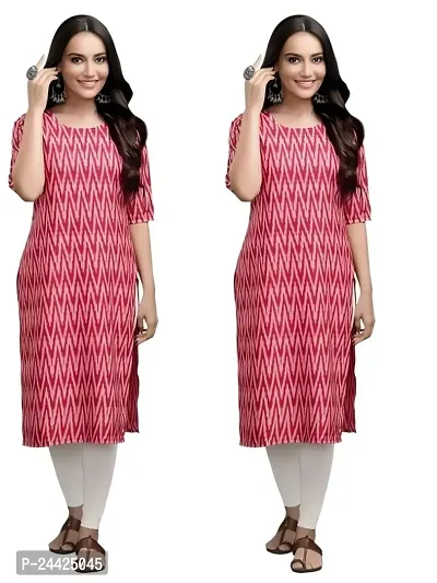 Trendy Crepe Printed Straight Kurta Combo For Women Pack Of 2-thumb0