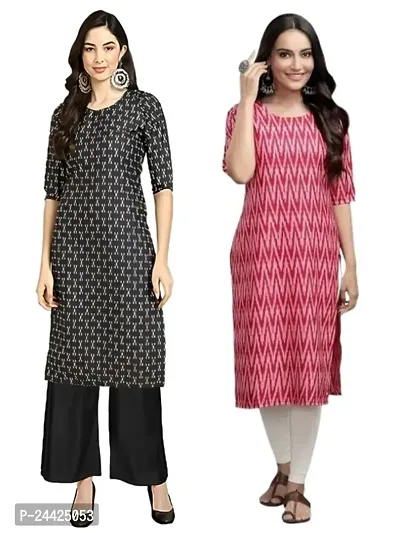 Trendy Crepe Printed Straight Kurta Combo For Women Pack Of 2