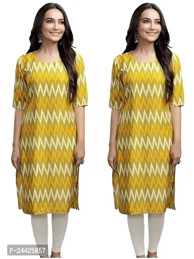 Trendy Crepe Printed Straight Kurta Combo For Women Pack Of 2-thumb0