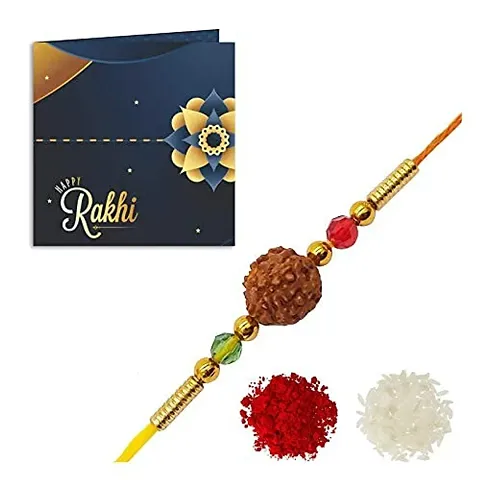 Designer Rakhi For Raksha Bandhan with Greeting card , Roli and Tika