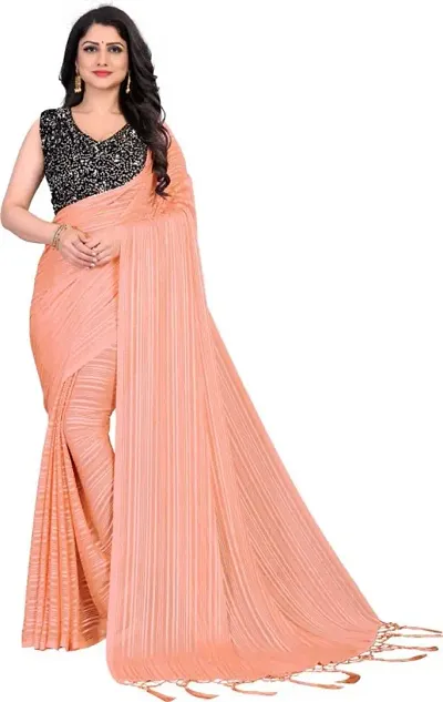 New Trendy Chiffon Solid Saree with Blouse piece