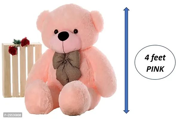 Fluffy Pink Polyester Teddy Bear Soft Toy For Kids 4 Feet-thumb0