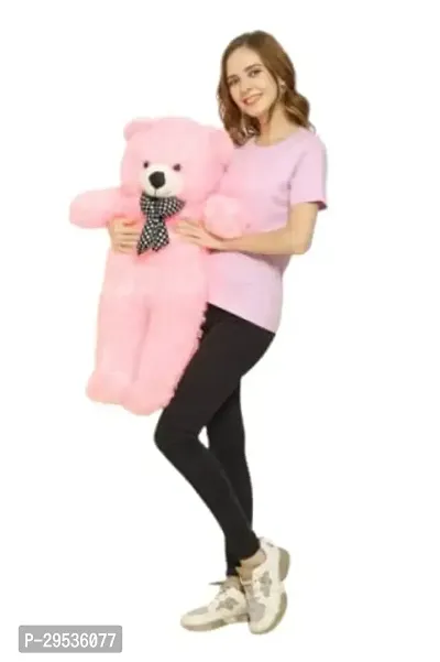 Fluffy Pink Polyester Teddy Bear Soft Toy For Kids 2 Feet-thumb0