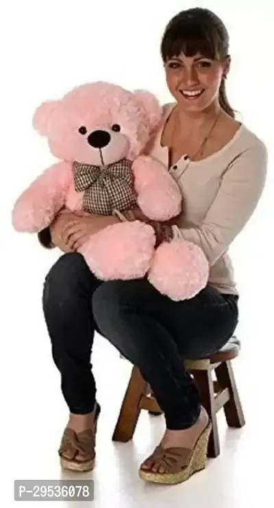 Fluffy Pink Polyester Teddy Bear Soft Toy For Kids 2 Feet-thumb0