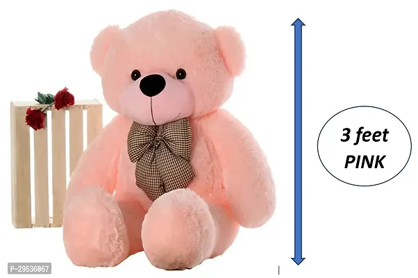 Fluffy Pink Polyester Teddy Bear Soft Toy For Kids 3 Feet-thumb0