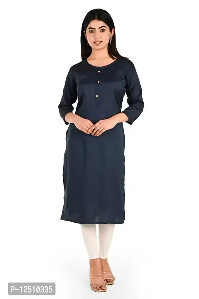 Women Rayon Slub Straight Kurti-thumb0