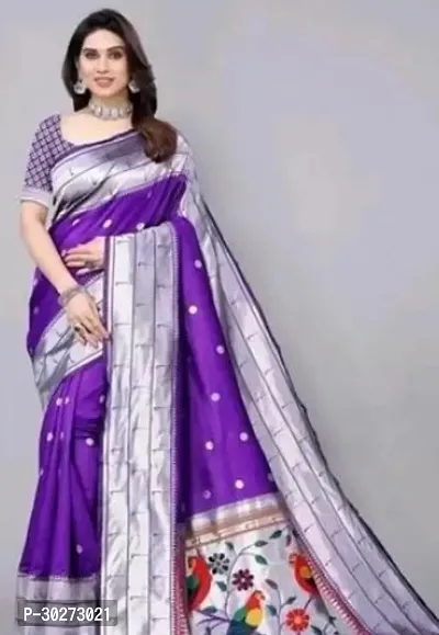 Stylish Purple Art Silk Printed Saree with Blouse piece For Women-thumb0