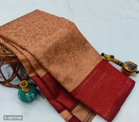 Stylish Brown Art Silk Printed Saree with Blouse piece For Women