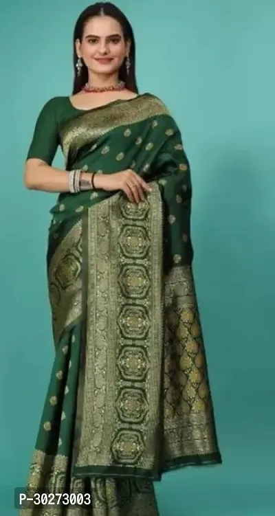 Stylish Green Art Silk Printed Saree with Blouse piece For Women-thumb0