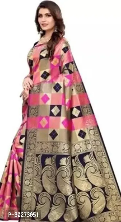 Stylish Pink Art Silk Printed Saree with Blouse piece For Women-thumb0