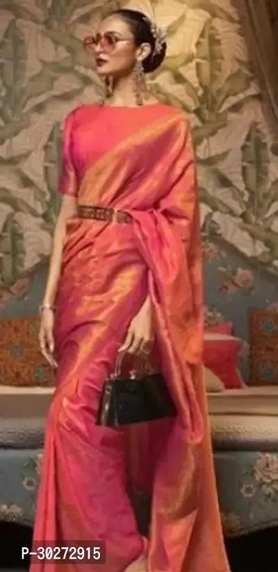 Stylish Pink Art Silk Printed Saree with Blouse piece For Women-thumb0