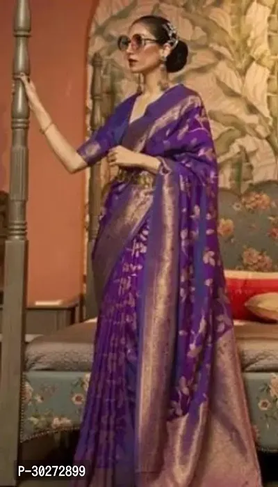 Stylish Purple Art Silk Printed Saree with Blouse piece For Women-thumb0