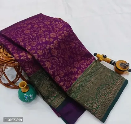 Stylish Purple Art Silk Printed Saree with Blouse piece For Women