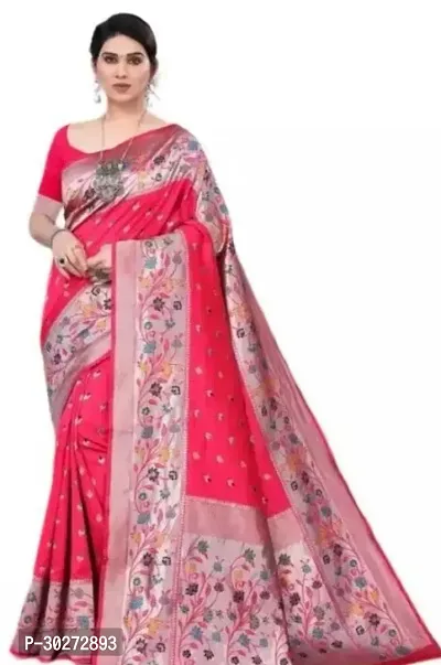 Stylish Red Art Silk Printed Saree with Blouse piece For Women-thumb0