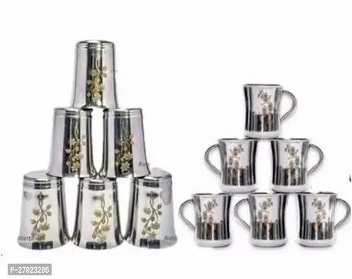 Stainless Steel Glass Set Of 6 And Mug Set Of 6