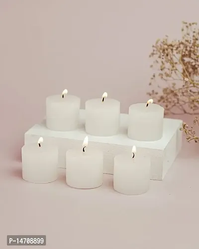 XUEBIN 10 Hour Burning Candles Scented Wax Candles for Home Decor, Weddings, Birthday, Parties, Diwali Decoration Candles Set of 12 Smokeless Candles (White)-thumb3