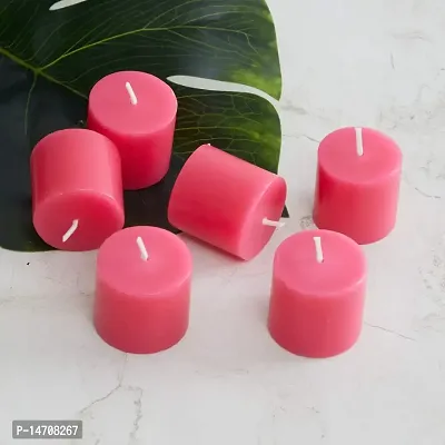 XUEBIN 10 Hour Burning Candles Scented Wax Candles for Home Decor, Weddings, Birthday, Parties, Diwali Decoration Candles Set of 12 Smokeless Candles (Pink)-thumb2