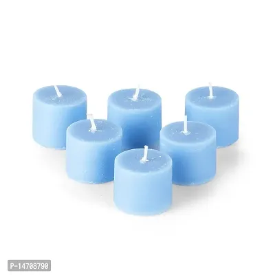 XUEBIN 10 Hour Burning Candles Scented Wax Candles for Home Decor, Weddings, Birthday, Parties, Diwali Decoration Candles Set of 12 Smokeless Candles (Blue)