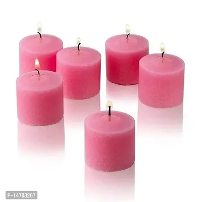 XUEBIN 10 Hour Burning Candles Scented Wax Candles for Home Decor, Weddings, Birthday, Parties, Diwali Decoration Candles Set of 12 Smokeless Candles (Pink)