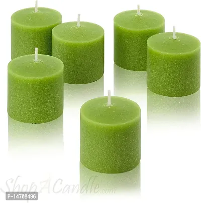 XUEBIN 10 Hour Burning Candles Scented Wax Candles for Home Decor, Weddings, Birthday, Parties, Diwali Decoration Candles Set of 12 Smokeless Candles (Green)-thumb3