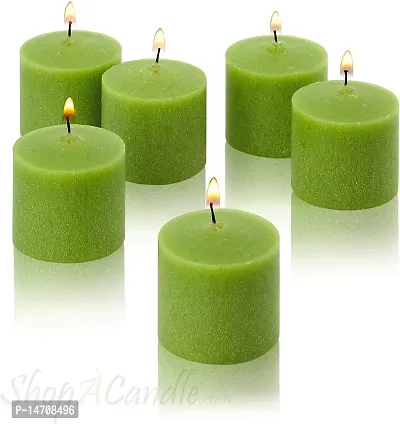 XUEBIN 10 Hour Burning Candles Scented Wax Candles for Home Decor, Weddings, Birthday, Parties, Diwali Decoration Candles Set of 12 Smokeless Candles (Green)