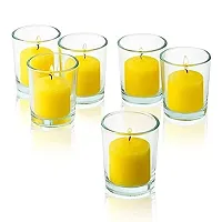 XUEBIN 10 Hour Burning Candles Scented Wax Candles for Home Decor, Weddings, Birthday, Parties, Diwali Decoration Candles Set of 12 Smokeless Candles (Yellow)-thumb2